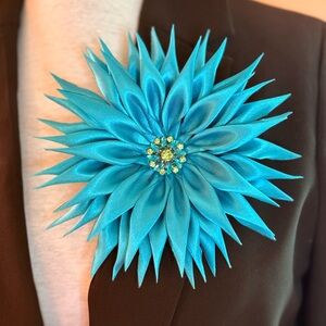 Luxury Turquoise Statement Brooch | Couture Style Lapel Pin